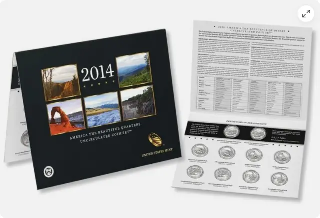 2014 US Mint America The Beautiful Quarter Uncirculated Coin Set OGB