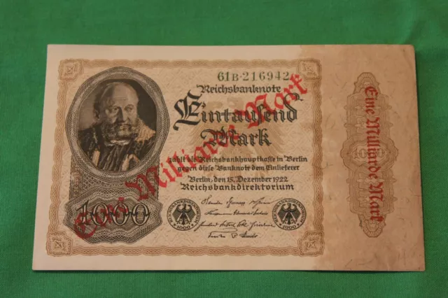 lotto n°1 banconota 1 miliardo di Marchi Germania Reich 1922 FDS