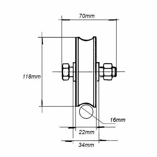 Poulie En Acier Galvanisé 80 Mm - Rainure 18 Mm - Pour Portes Coulissantes, Levage - Charge Max 200 Kg