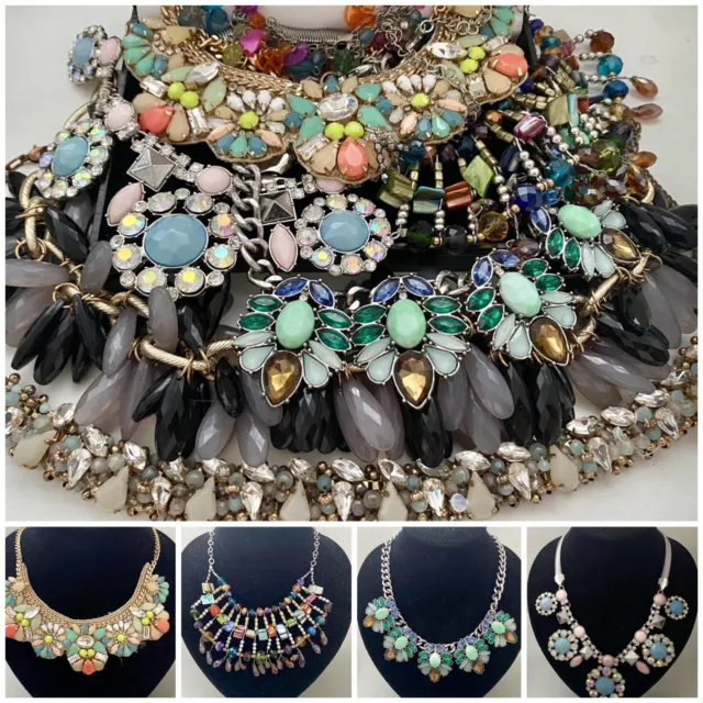 Job Lot Costume Jewellery Statement Colourful Crystal Necklaces inc M&S, MANGO