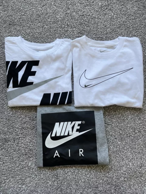 Nike Boys White Gray Graphic Tee Shirt Bundle (6)