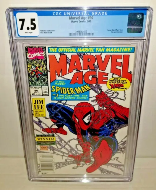 Marvel Age #90 - CGC 7.5 White (Marvel, 1990) Todd McFarlane cover, Newsstand