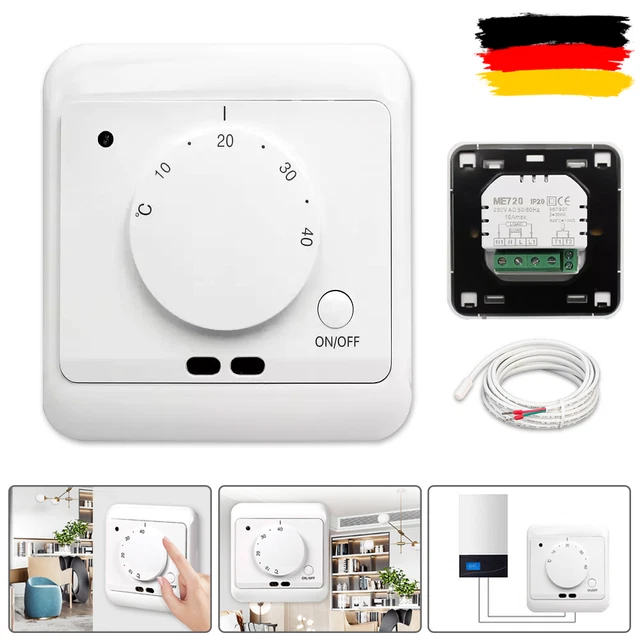 RAUMTHERMOSTAT FUSSBODENHEIZUNG AUFPUTZ mit Ein/Aus-Schalter