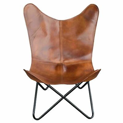 Handmade Tan Leather Sleeper Seat Butterfly Chair For Home Décor BKF Arm Chair