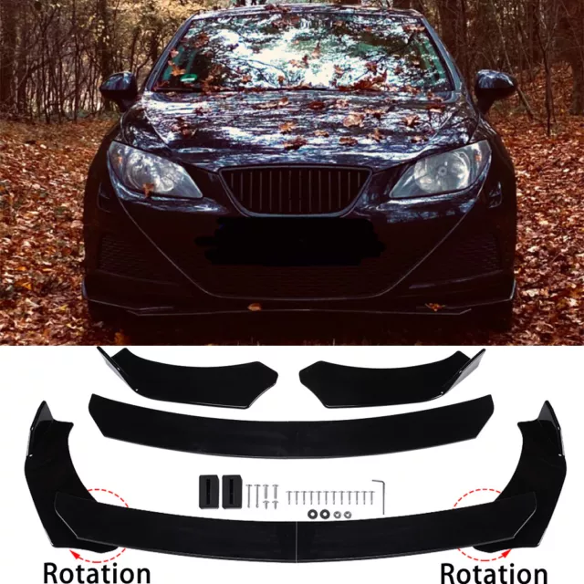 For Seat Ibiza 6J Black Glossy Front Bumper Chin Lip Splitter Spoiler Body Kit