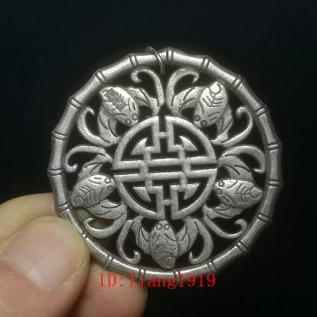 Collection Old Chinese Tibet Silver Hand-made lucky bat Amulet Necklace Pendant