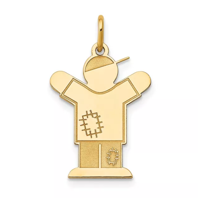 14K Yellow Gold Kid Charm Pendant for Gift L-25 mm W-15 mm, 0.88gm