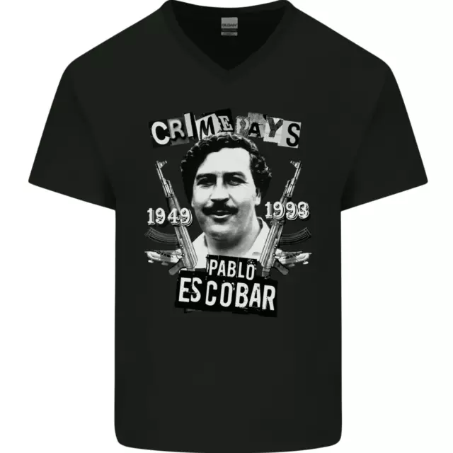 Pablo Escobar Crime Pays Mens V-Neck Cotton T-Shirt