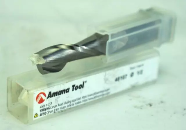 Amana 46107 Solid Carbide Spiral Plunge 1/2 x 1-5/8 Router Bit 1/2 Shank Up-Cut