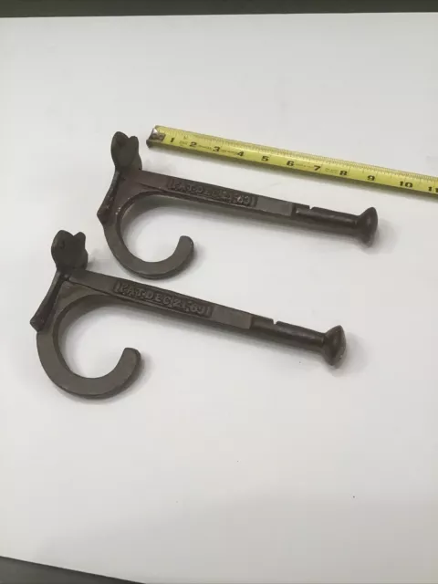 Lot of 2 Vintage Cast Iron Tack Coat Hat Hook Patent Dec 21, 69 Rustic Barn Bar