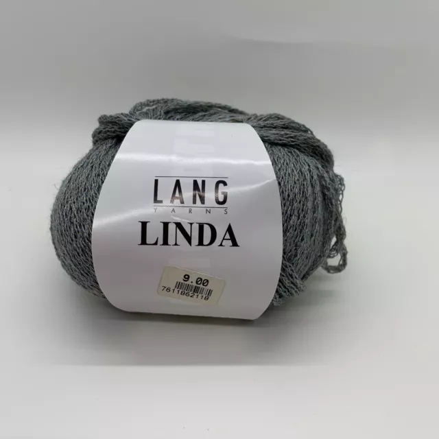 Lang Yarns Linda 1 Skein Gray Knitting Linen Viscose Acrylic NWOT