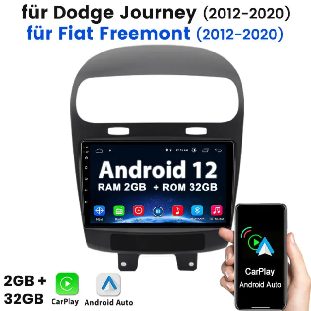 Autoradio Android12 GPS CarPlay 2G+32G per Dodge Journey Fiat Freemont 2012-2020