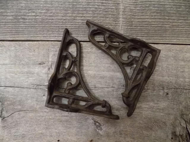 4 Antique Style Shelf Brackets Wall Moun Cast Iron Corbels SMALL 3 1/2" X 3 7/8 3
