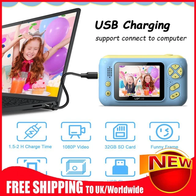 2.4 Inch HD Screen Kids Camera Charging Mini Digital Camera with 32G Memory Card