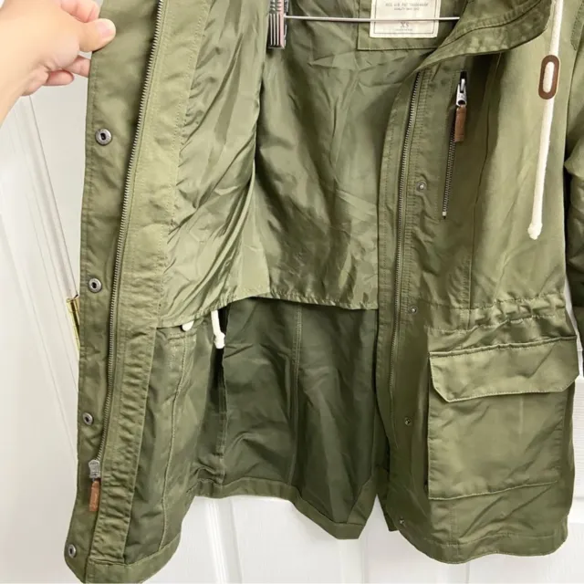 ABERCROMBIE & FITCH Full Zip Hooded Jacket Utility Coat Women’s XS Army ...