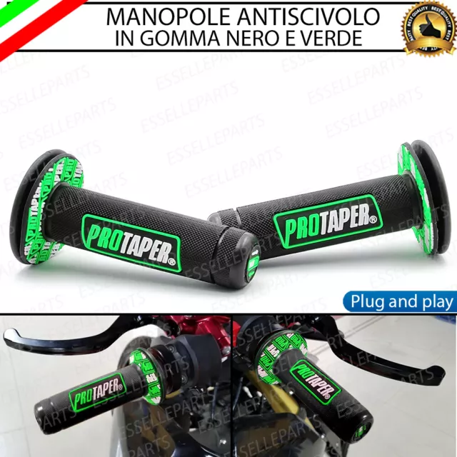 Manopole Manubrio Moto Cross Motocross Mini Bike Lem Nero Verde Antiscivolo