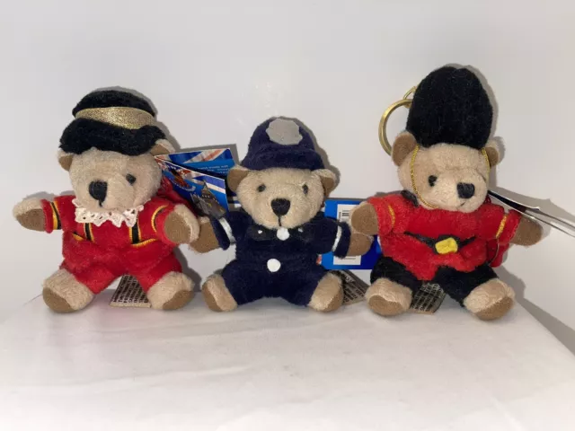 Keel Toys 3 Bears Of The United Kingdom Guardsman Policeman Beefeater Keychains