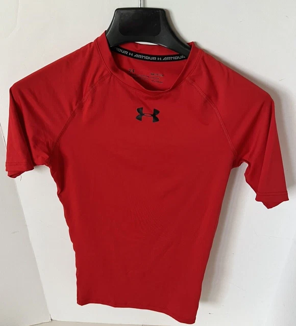Under Armour LOGO HeatGear Short Sleeve Shirt Men's RED Size Small