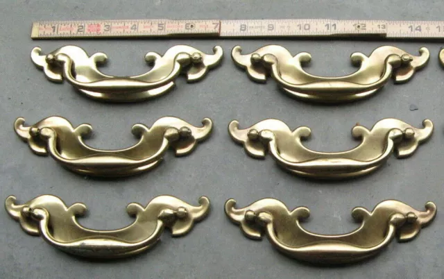 Vintage OLD KBC Keeler Brass Colonial Drawer FURNITURE Pulls Set OF 6  5.25 CTC