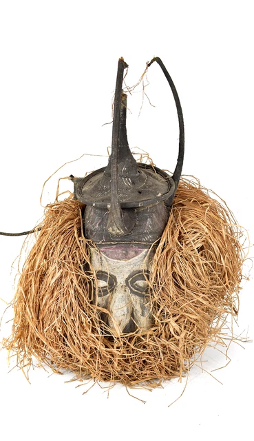 Yaka Mask Raffia Cloth Wood Mbaala African Art
