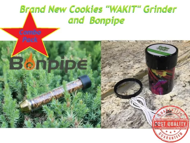 Brand New Cookies "WAKIT" Grinder w/ Bonpipe "7 pipe" twisty glass blunt