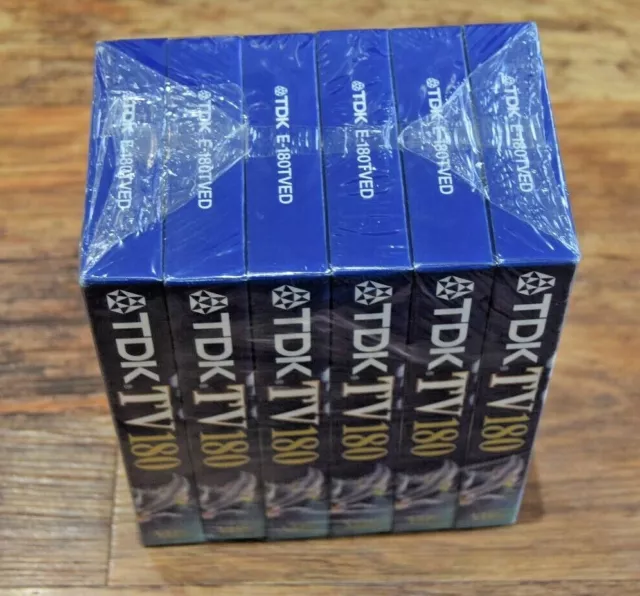 6 TDK TV180 3 hr Blank Video Cassette Tapes Tape VHS (BRAND NEW & SEALED) RETRO