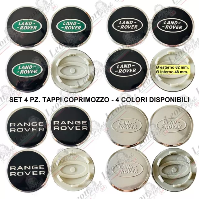 Set 4 pz Tappi Coprimozzo per Range Rover 62 mm Land evoque sport freelander hse