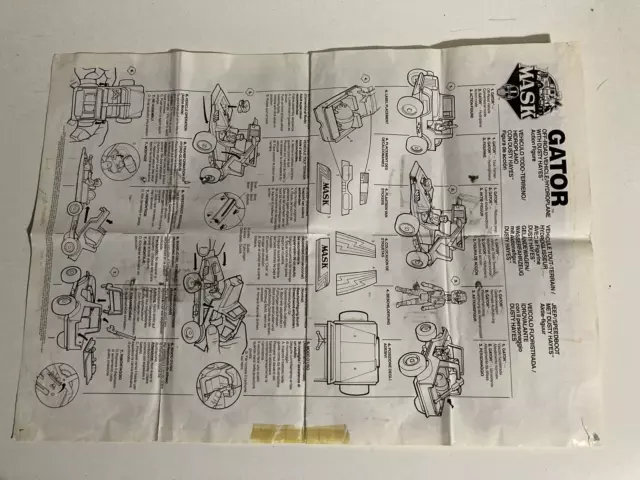 Vintage Kenner MASK Gator Original Poster Instructions Sheet M.A.S.K