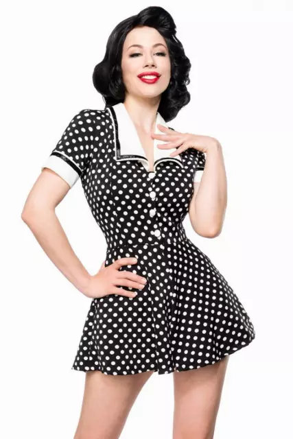 Tuta retrò colletto da marinaio stile rockabilly punteggiato pezzo unico anni 50 taglia 2XL 2