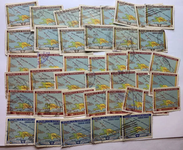 Huge Lot Of 1946 Dominican Republic Stamps #421, C62 And C63 Maps