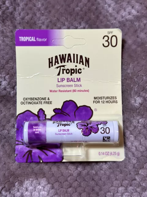 Hawaiian Tropic Lip Balm Sunscreen Stick SPF 30 Tropical Flavor .14 Oz