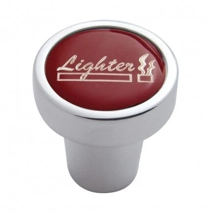 Cigarette Lighter Knob Red Color, Glossy Sticker Style, Aluminum Material; 23163