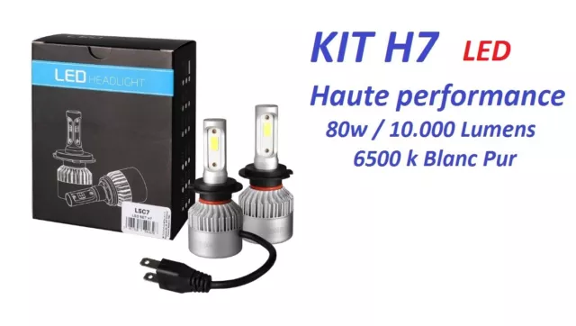 KIT 2 AMPOULE LED H7 ULTRA HAUTE PERFORMANCE 80W 10.000 LUMENS Fiat