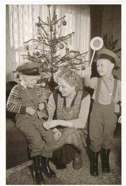 Ansichtskarte: zwei kleine Eisenbahner unterm Weihnachtsbaum - Essen 1957