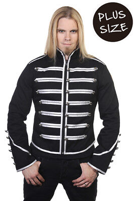 Silver Military Drummer Black Parade MCR Steampunk Emo PLUS SIZE Jacket BANNED