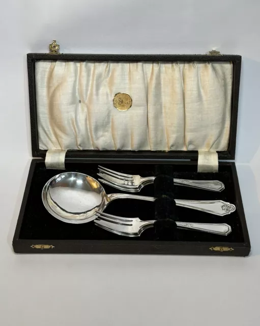 Vintage W M Rogers and Son Silver Plate Dessert Set Serving Spoon 6 Cake Forks