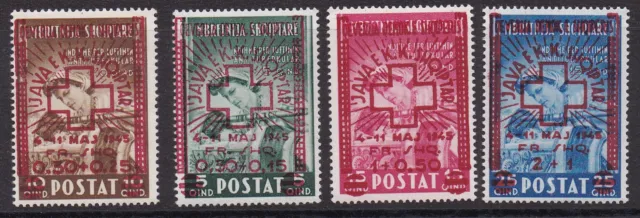 Albanien 1945, Rotes Kreuz, Mi.Nr.375-78, postfrisch   MNH
