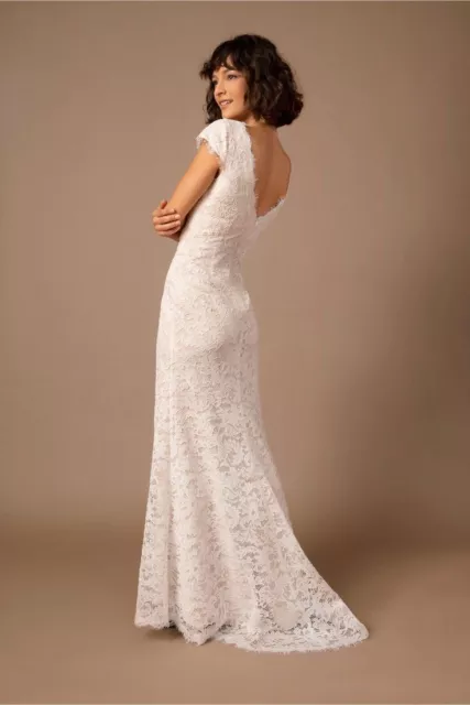 NWT BHLDN Tadashi Shoji Sedgwick Gown Ivory Petal Lace Wedding Dress Size 4