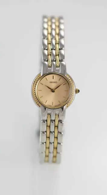 Seiko Womens Watch Stainless Gold Silver Steel Battery Water Resist Beige Quartz