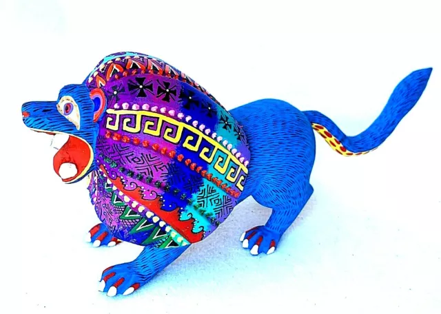 LION Alebrije Large Hand Painted Oaxacan Wood Carving Folk Art Oaxaca Mexico