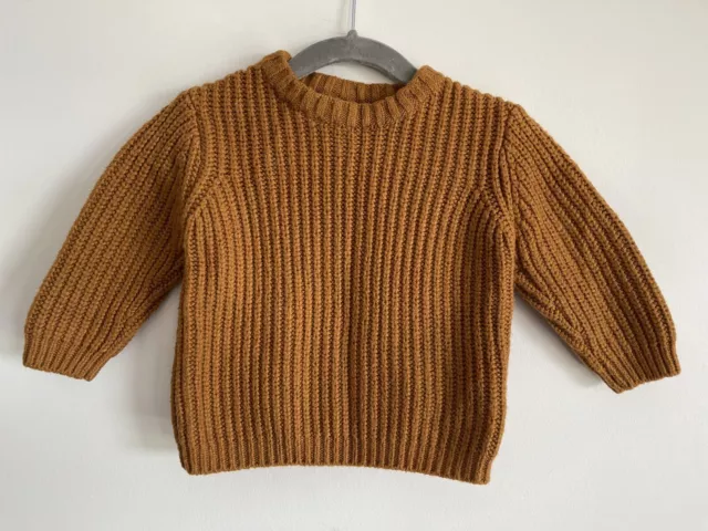 Zara Baby Camel Brown Chunky Knit Fisherman’s Style Sweater 6-9 Months