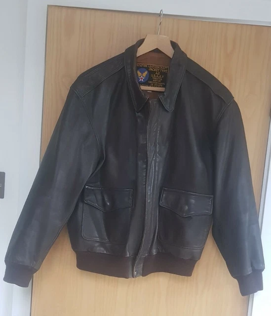 VINTAGE AVIATION LEATHERCRAFT Type A2 USAAF Brown Leather Jacket Size 40" Reg EUR 223,02