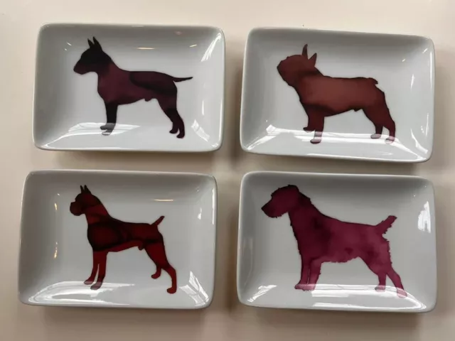 West Elm x Scott Lifshutz Porcelain Dog Trays, Bull Terrier Boxer French Bulldog