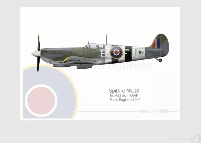 Warhead Illustrated 453 SQN RAAF Spitfire Mk.IX FU-B Aircraft Print