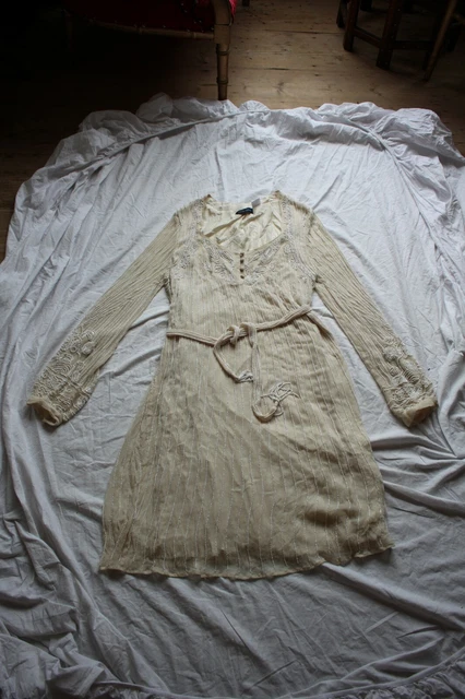 ANTIK BATIK ROBE Crme Perles Soie 100% Silk beaded dress FR 38 Flapper  1920s EUR 100,00 - PicClick FR