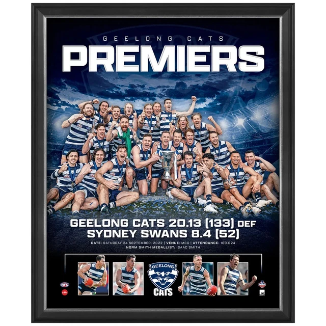 thumbnail image 2 of Framed 2022 Geelong Cats AFL Premiers Poster, 62cm X 44.5cm, Australian Made 2 of 6
