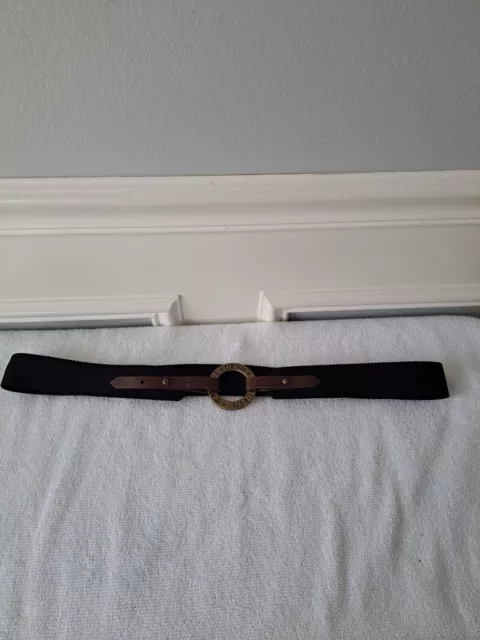 Lauren Ralph Lauren Womens Classic Black Brass Buckle Belt M/L