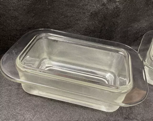 Vintage 70's Heller Ribbed Glass Loaf Pan designed by L&M Vignelli USA