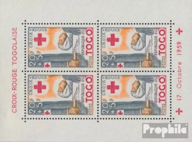 Briefmarken Togo 1959 Mi Block2 postfrisch Rotes Kreuz