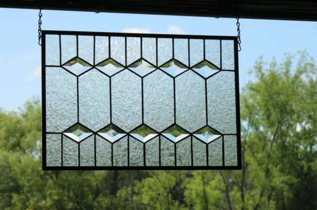 Clear Beveled Stained Glass Panel, Window HMD-US-≈18 1/2"x 12 1/2"